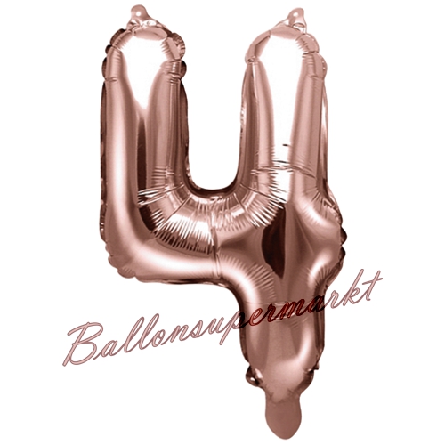 Folienballon-Zahl-35-cm-4-Rosegold-Luftballon-Geschenk-Geburtstag-Jubilaeum-Firmenveranstaltung