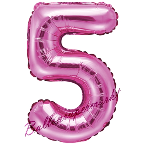 Folienballon-Zahl-35-cm-5-Pink-Luftballon-Geschenk-Geburtstag-Jubilaeum-Firmenveranstaltung
