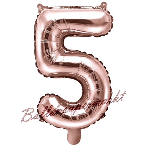 Folienballon-Zahl-35-cm-5-Rosegold-Luftballon-Geschenk-Geburtstag-Jubilaeum-Firmenveranstaltung