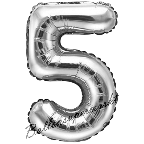Folienballon-Zahl-35-cm-5-Silber-Luftballon-Geschenk-Geburtstag-Jubilaeum-Firmenveranstaltung
