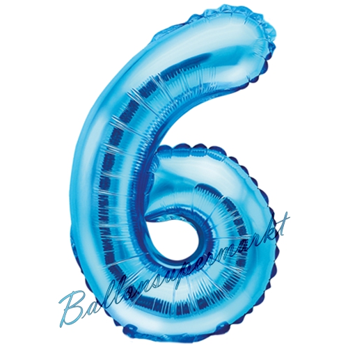 Folienballon-Zahl-35-cm-6-Blau-Luftballon-Geschenk-Geburtstag-Jubilaeum-Firmenveranstaltung