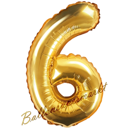 Folienballon-Zahl-35-cm-6-Gold-Luftballon-Geschenk-Geburtstag-Jubilaeum-Firmenveranstaltung
