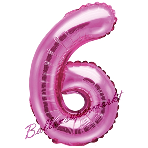 Folienballon-Zahl-35-cm-6-Pink-Luftballon-Geschenk-Geburtstag-Jubilaeum-Firmenveranstaltung