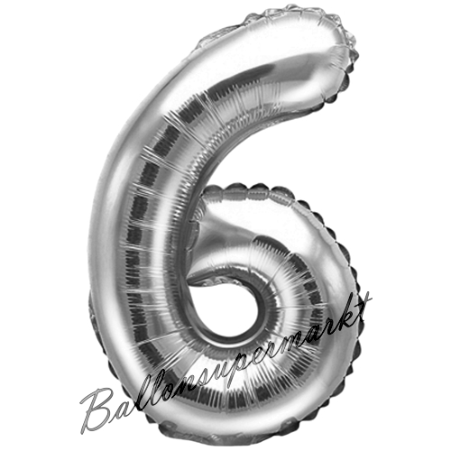 Folienballon-Zahl-35-cm-6-Silber-Luftballon-Geschenk-Geburtstag-Jubilaeum-Firmenveranstaltung