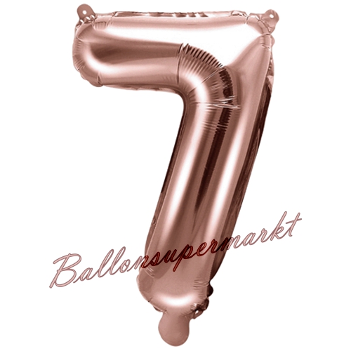 Folienballon-Zahl-35-cm-7-Rosegold-Luftballon-Geschenk-Geburtstag-Jubilaeum-Firmenveranstaltung