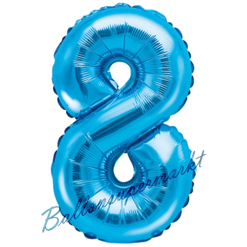 Folienballon-Zahl-35-cm-8-Blau-Luftballon-Geschenk-Geburtstag-Jubilaeum-Firmenveranstaltung