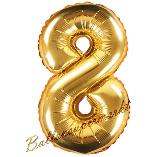 Folienballon-Zahl-35-cm-8-Gold-Luftballon-Geschenk-Geburtstag-Jubilaeum-Firmenveranstaltung