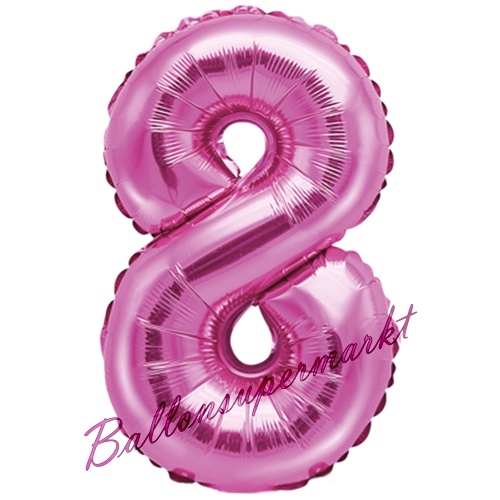 Folienballon-Zahl-35-cm-8-Pink-Luftballon-Geschenk-Geburtstag-Jubilaeum-Firmenveranstaltung