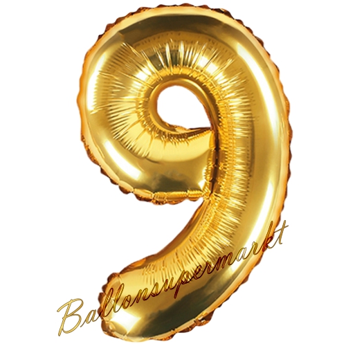 Folienballon-Zahl-35-cm-9-Gold-Luftballon-Geschenk-Geburtstag-Jubilaeum-Firmenveranstaltung