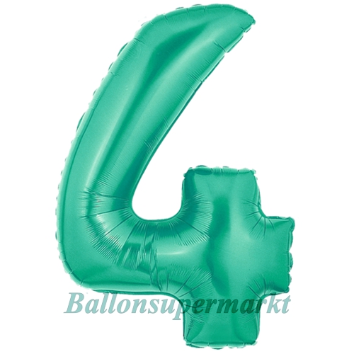 Folienballon-Zahl-4-Aquamarin-Luftballon-Geschenk-Geburtstag-Jubilaeum-Firmenveranstaltung