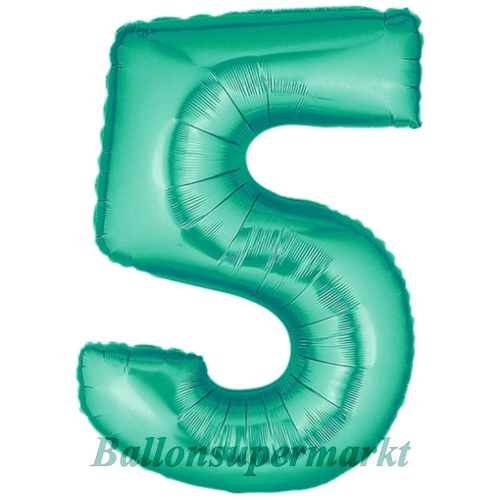 Folienballon-Zahl-5-Aquamarin-Luftballon-Geschenk-Geburtstag-Jubilaeum-Firmenveranstaltung