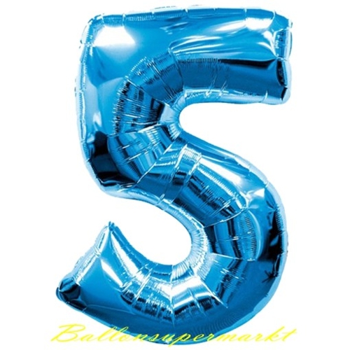 Folienballon-Zahl-5-Blau-Luftballon-Geschenk-Geburtstag-Jubilaeum-Firmenveranstaltung