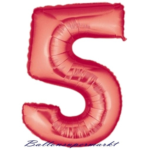 Folienballon-Zahl-5-Rot-Luftballon-Geschenk-Geburtstag-Jubilaeum-Firmenveranstaltung