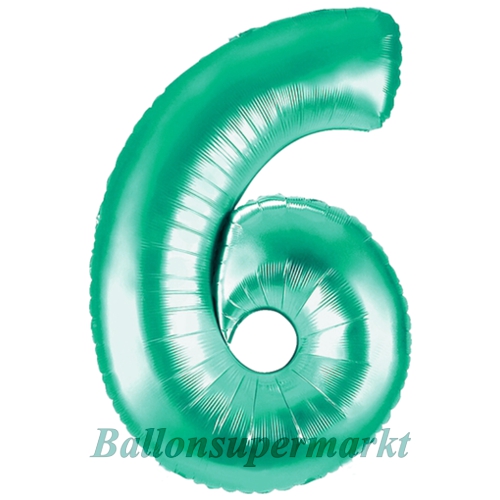 Folienballon-Zahl-6-Aquamarin-Luftballon-Geschenk-Geburtstag-Jubilaeum-Firmenveranstaltung