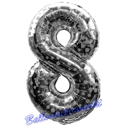Folienballon-Zahl-8-Silber-Luftballon-Geschenk-Geburtstag-Jubilaeum-Firmenveranstaltung