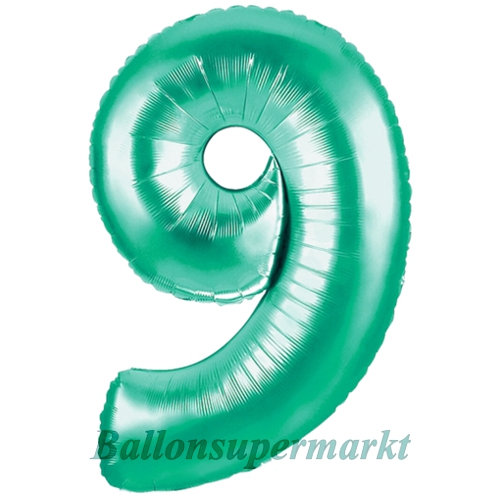 Folienballon-Zahl-9-Aquamarin-Luftballon-Geschenk-Geburtstag-Jubilaeum-Firmenveranstaltung