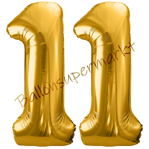Folienballons-86cm-Zahlen-11-Gold-Luftballon-Geschenk-Geburtstag-Jubilaeum-Firmenveranstaltung
