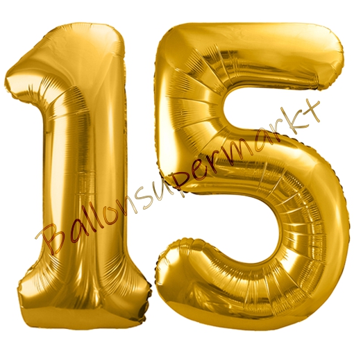 Folienballons-86cm-Zahlen-15-Gold-Luftballon-Geschenk-Geburtstag-Jubilaeum-Firmenveranstaltung