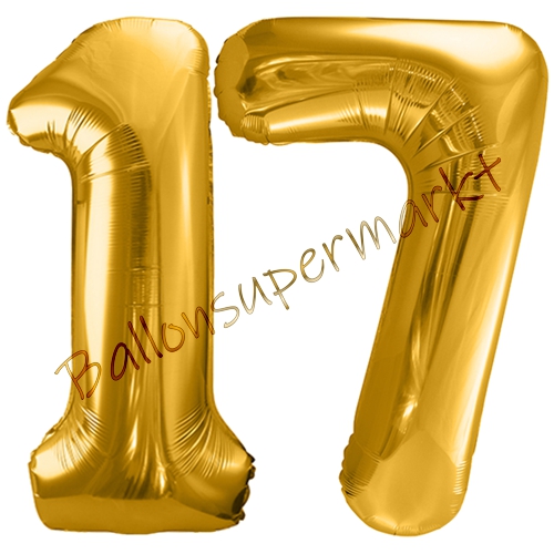 Folienballons-86cm-Zahlen-17-Gold-Luftballon-Geschenk-Geburtstag-Jubilaeum-Firmenveranstaltung