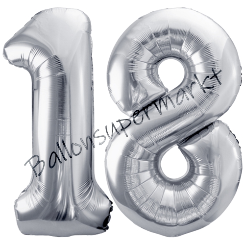 Folienballons-86cm-Zahlen-18-Silber-Luftballon-Geschenk-Geburtstag-Jubilaeum-Firmenveranstaltung