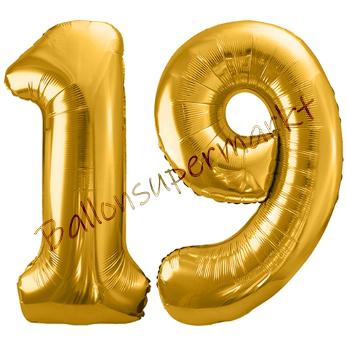 Folienballons-86cm-Zahlen-19-Gold-Luftballon-Geschenk-Geburtstag-Jubilaeum-Firmenveranstaltung