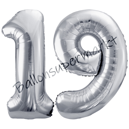 Folienballons-86cm-Zahlen-19-Silber-Luftballon-Geschenk-Geburtstag-Jubilaeum-Firmenveranstaltung