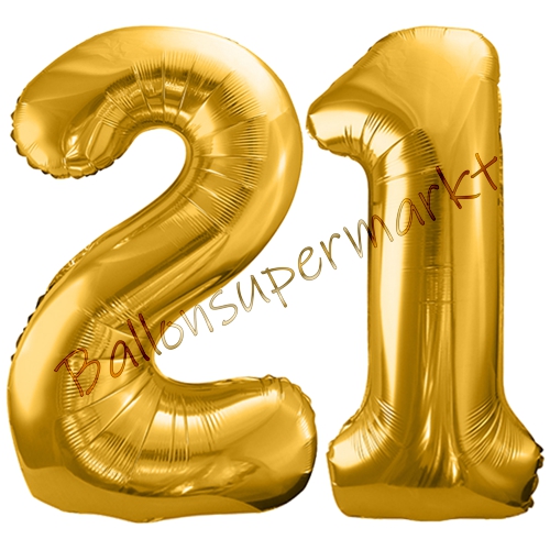 Folienballons-86cm-Zahlen-21-Gold-Luftballon-Geschenk-Geburtstag-Jubilaeum-Firmenveranstaltung