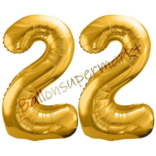 Folienballons-86cm-Zahlen-22-Gold-Luftballon-Geschenk-Geburtstag-Jubilaeum-Firmenveranstaltung