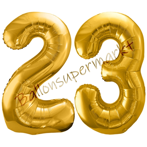 Folienballons-86cm-Zahlen-23-Gold-Luftballon-Geschenk-Geburtstag-Jubilaeum-Firmenveranstaltung