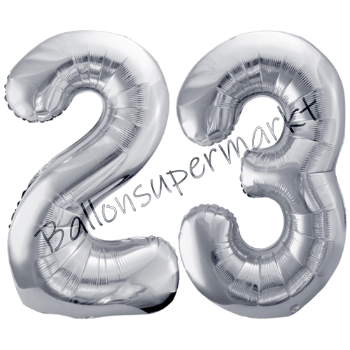 Folienballons-86cm-Zahlen-23-Silber-Luftballon-Geschenk-Geburtstag-Jubilaeum-Firmenveranstaltung