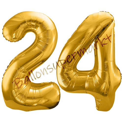 Folienballons-86cm-Zahlen-24-Gold-Luftballon-Geschenk-Geburtstag-Jubilaeum-Firmenveranstaltung
