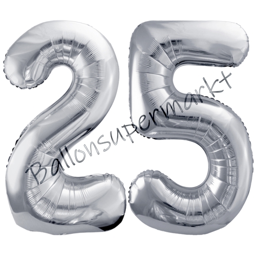 Folienballons-86cm-Zahlen-25-Silber-Luftballon-Geschenk-Geburtstag-Jubilaeum-Firmenveranstaltung