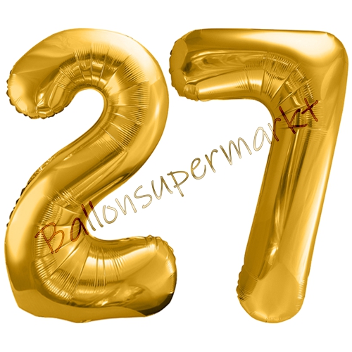 Folienballons-86cm-Zahlen-27-Gold-Luftballon-Geschenk-Geburtstag-Jubilaeum-Firmenveranstaltung