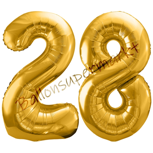 Folienballons-86cm-Zahlen-28-Gold-Luftballon-Geschenk-Geburtstag-Jubilaeum-Firmenveranstaltung