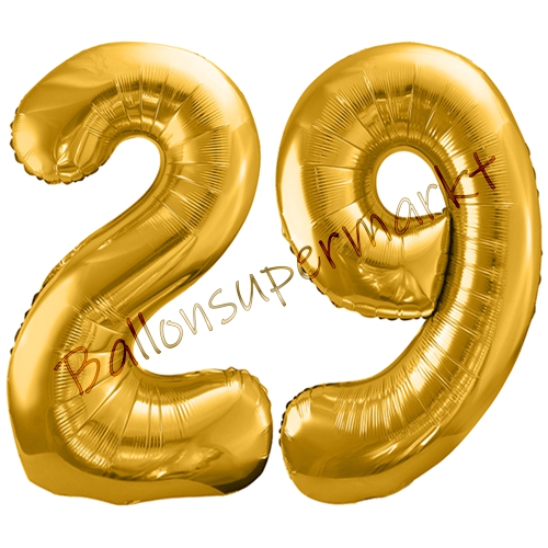 Folienballons-86cm-Zahlen-29-Gold-Luftballon-Geschenk-Geburtstag-Jubilaeum-Firmenveranstaltung