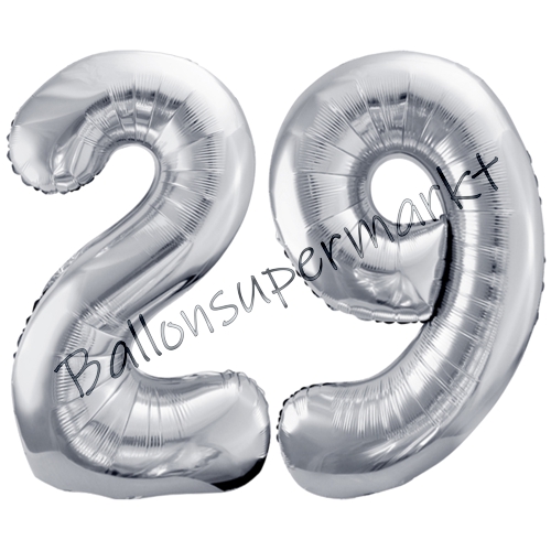 Folienballons-86cm-Zahlen-29-Silber-Luftballon-Geschenk-Geburtstag-Jubilaeum-Firmenveranstaltung