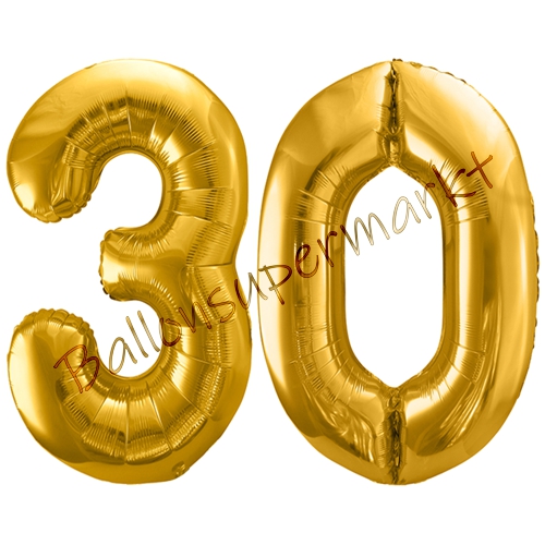 Folienballons-86cm-Zahlen-30-Gold-Luftballon-Geschenk-Geburtstag-Jubilaeum-Firmenveranstaltung