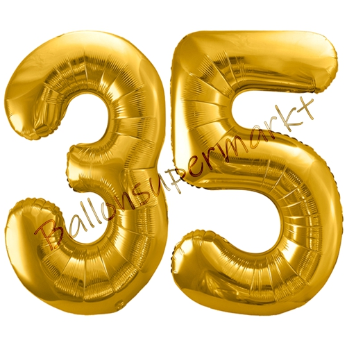 Folienballons-86cm-Zahlen-35-Gold-Luftballon-Geschenk-Geburtstag-Jubilaeum-Firmenveranstaltung