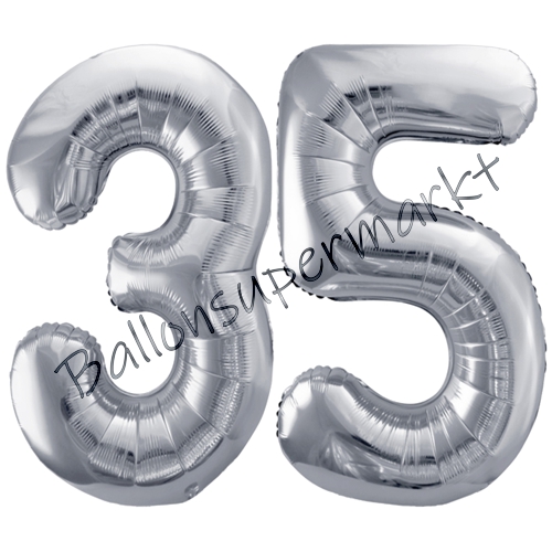 Folienballons-86cm-Zahlen-35-Silber-Luftballon-Geschenk-Geburtstag-Jubilaeum-Firmenveranstaltung
