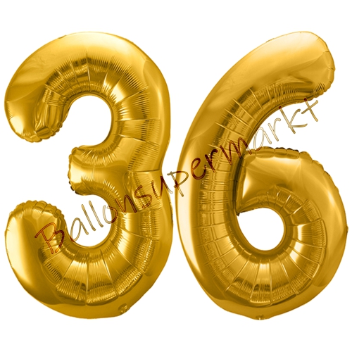 Folienballons-86cm-Zahlen-36-Gold-Luftballon-Geschenk-Geburtstag-Jubilaeum-Firmenveranstaltung
