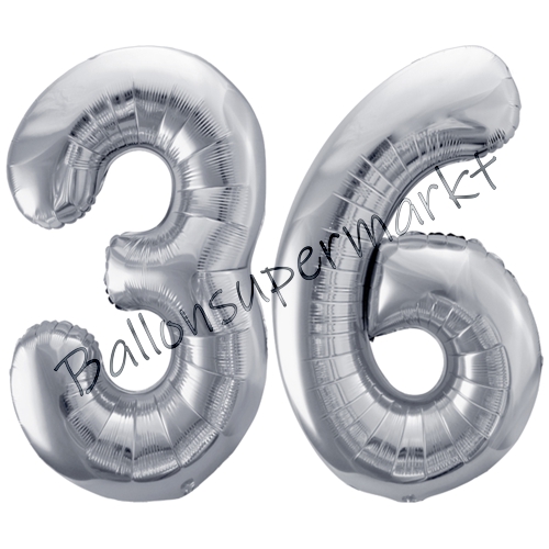 Folienballons-86cm-Zahlen-36-Silber-Luftballon-Geschenk-Geburtstag-Jubilaeum-Firmenveranstaltung
