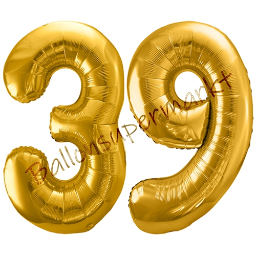 Folienballons-86cm-Zahlen-39-Gold-Luftballon-Geschenk-Geburtstag-Jubilaeum-Firmenveranstaltung