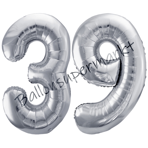 Folienballons-86cm-Zahlen-39-Silber-Luftballon-Geschenk-Geburtstag-Jubilaeum-Firmenveranstaltung