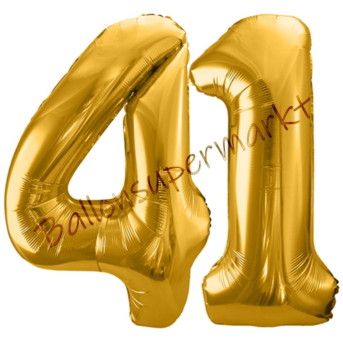 Folienballons-86cm-Zahlen-41-Gold-Luftballon-Geschenk-Geburtstag-Jubilaeum-Firmenveranstaltung
