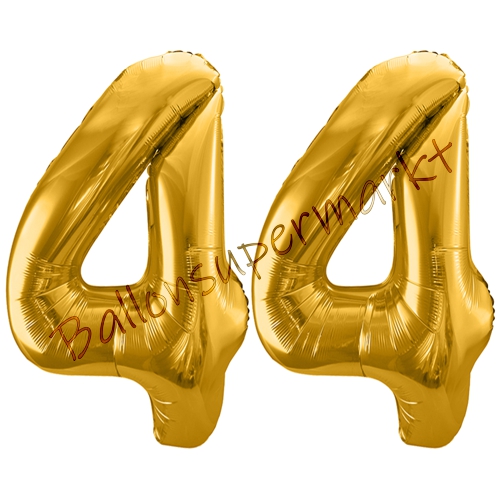 Folienballons-86cm-Zahlen-44-Gold-Luftballon-Geschenk-Geburtstag-Jubilaeum-Firmenveranstaltung