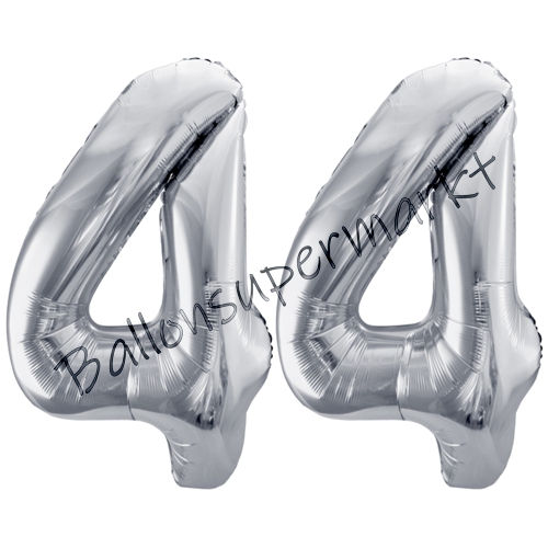 Folienballons-86cm-Zahlen-44-Silber-Luftballon-Geschenk-Geburtstag-Jubilaeum-Firmenveranstaltung
