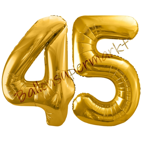 Folienballons-86cm-Zahlen-45-Gold-Luftballon-Geschenk-Geburtstag-Jubilaeum-Firmenveranstaltung