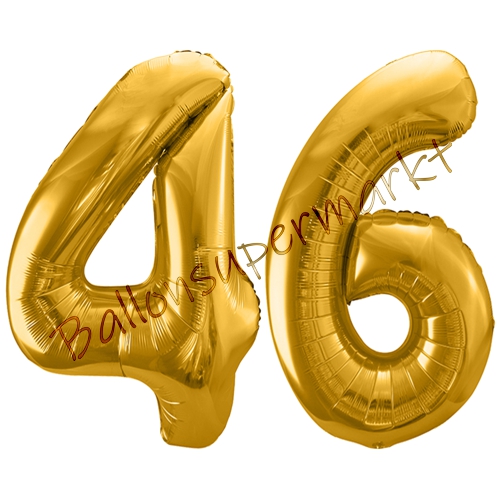 Folienballons-86cm-Zahlen-46-Gold-Luftballon-Geschenk-Geburtstag-Jubilaeum-Firmenveranstaltung
