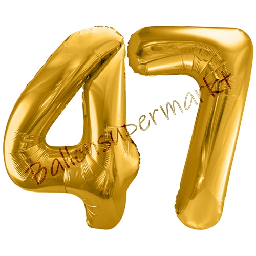 Folienballons-86cm-Zahlen-47-Gold-Luftballon-Geschenk-Geburtstag-Jubilaeum-Firmenveranstaltung