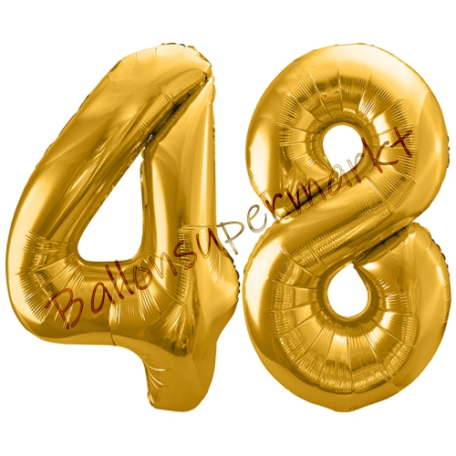 Folienballons-86cm-Zahlen-48-Gold-Luftballon-Geschenk-Geburtstag-Jubilaeum-Firmenveranstaltung